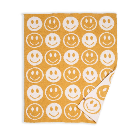 Happy Face Luxury Soft Throw Blanket: Yellow