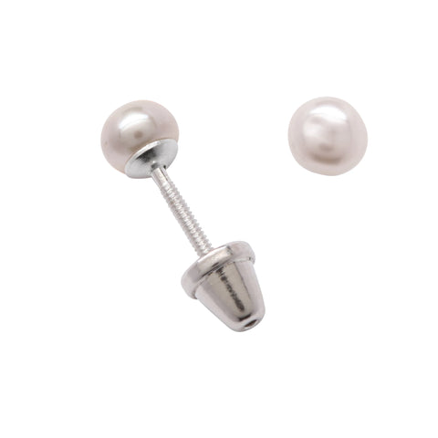 Earrings: Sterling Silver White Pearl