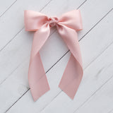 Hair Bow with Long Tails: Satin - Pink Blush