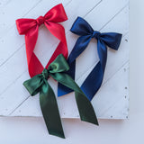 Hair Bow with Long Tails: Satin - Red