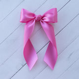 Hair Bow with Long Tails: Satin - Hot Pink