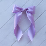Hair Bow with Long Tails: Satin - Lavender