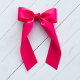 Hair Bow with Long Tails: Satin - Shocking Pink