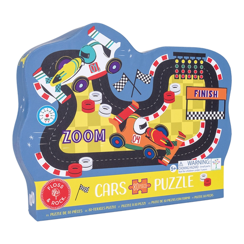 Cars Race Track Shaped Jigsaw Puzzle 80 piece