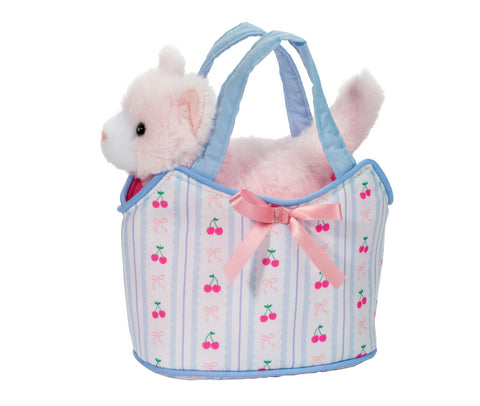 Cherry Bows Sassy Sak with Pink Cat