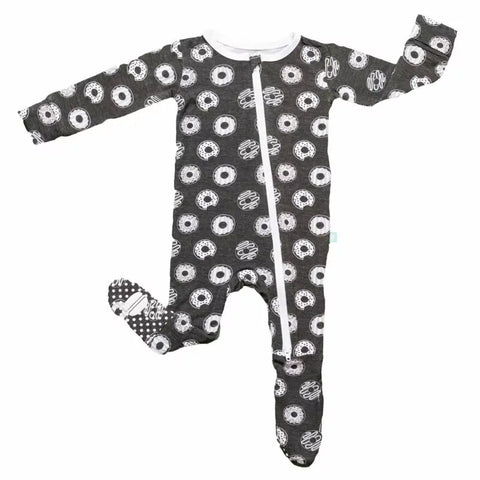 Macaron + Me, Footie & Hat: Chalkboard Donuts (0-3 mo)