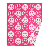 Happy Face Luxury Soft Throw Blanket: Hot Pink