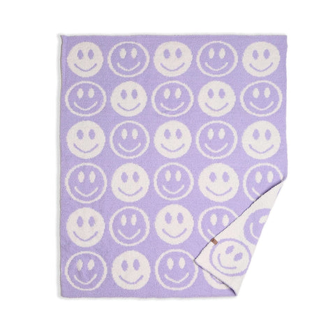 Happy Face Luxury Soft Throw Blanket: Lavender