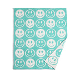 Happy Face Luxury Soft Throw Blanket: Mint
