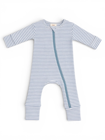 Siix, Romper: Dusty Blue Stripe