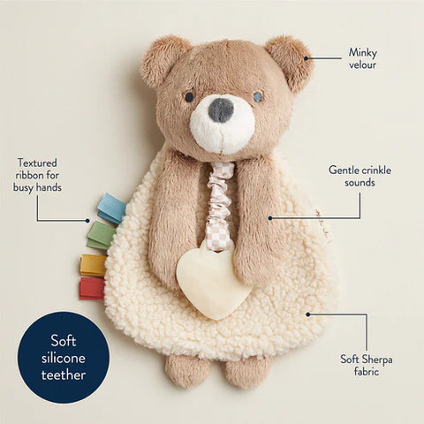 Itzy Lovey Plush with Silicone Teether Toy: Bear