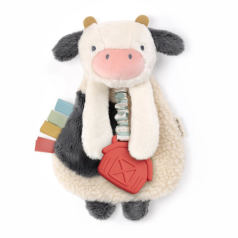 Itzy Lovey Plush with Silicone Teether Toy: Cow