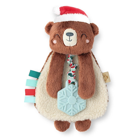 Itzy Lovey Plush with Silicone Teether Toy: Holiday Bear