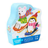 Sledding Friends Mini Jigsaw Puzzle 12 piece