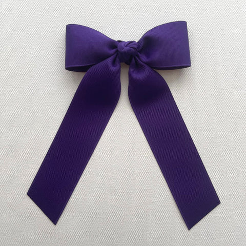 Hair Bow with Long Tails: Grosgrain - Purple