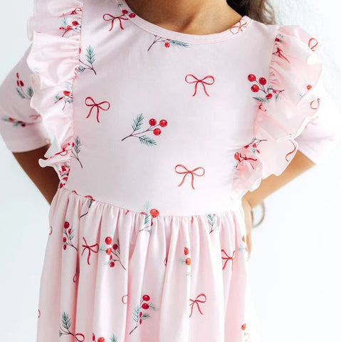 Winter Berries Ruffle Twirl Dress